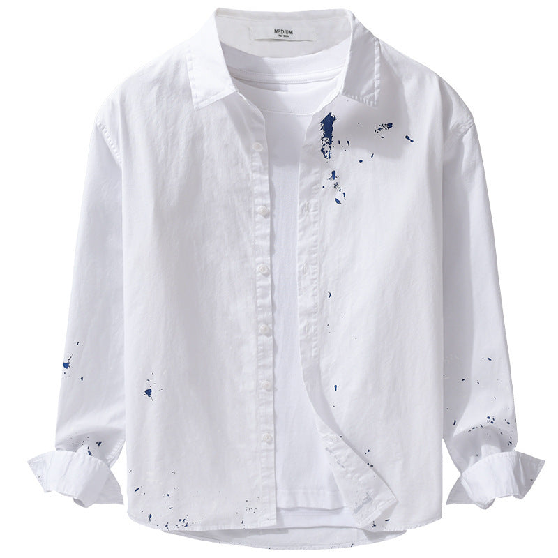 Herren Hemd mit künstlerischem Paint-Splatter und klassischem Kentkragen Nord Taschen