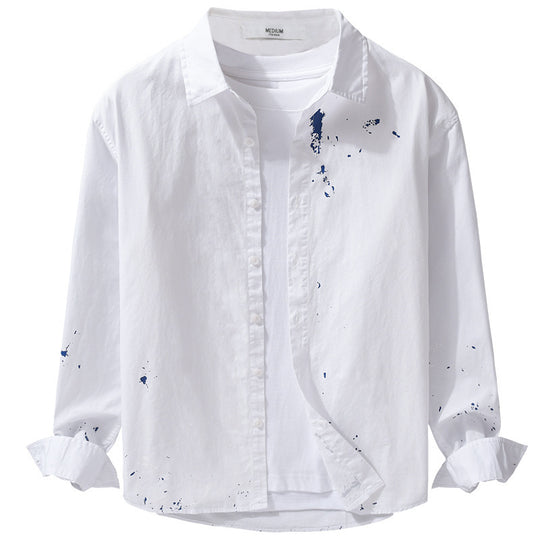 Herren Hemd mit künstlerischem Paint-Splatter und klassischem Kentkragen Nord Taschen