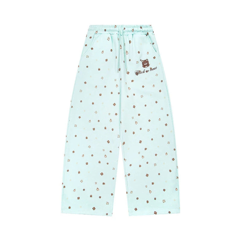 Damen Weite Loungehose im Culotte‑Stil mit elastischem Komfortbund und süßem Bären‑Print Nord Taschen