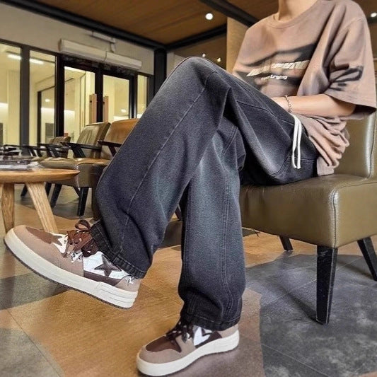 Damen Weitgeschnittene Jeans mit elastischem Bund Nord Taschen