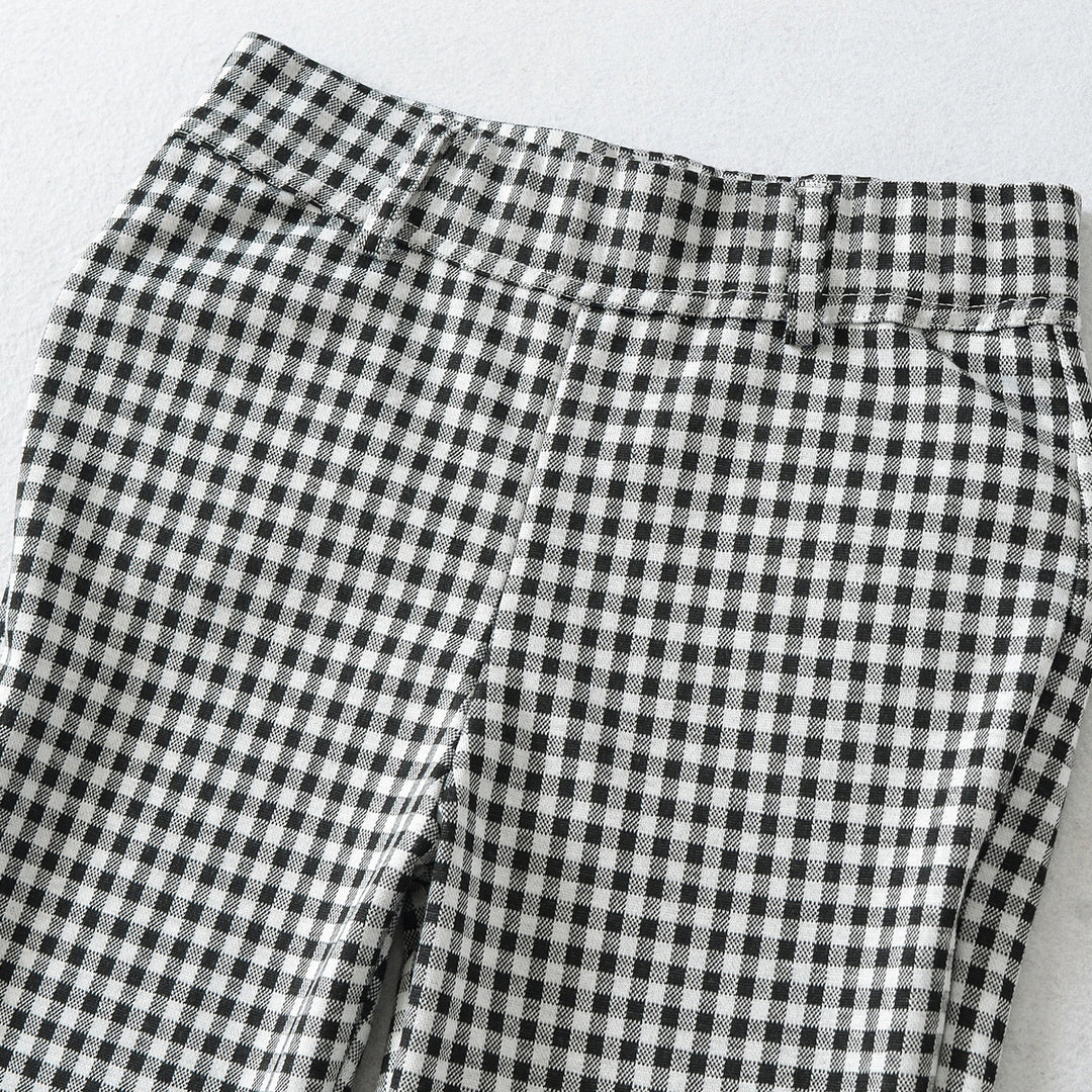 Damen Hochtaillierte Slim-Fit Hose mit Vichy-Karo und elastischem Bund Nord Taschen
