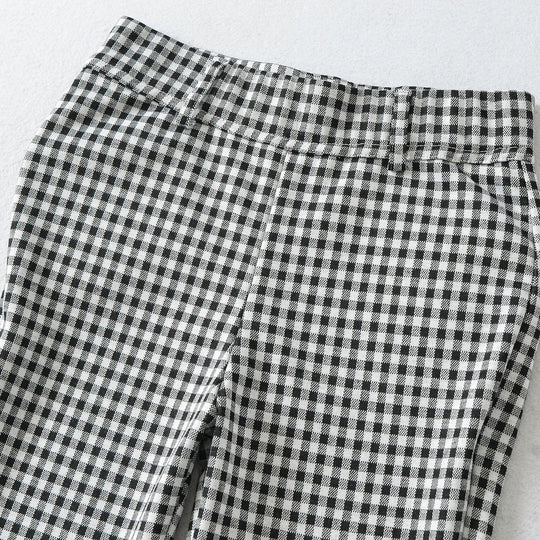 Damen Hochtaillierte Slim-Fit Hose mit Vichy-Karo und elastischem Bund Nord Taschen
