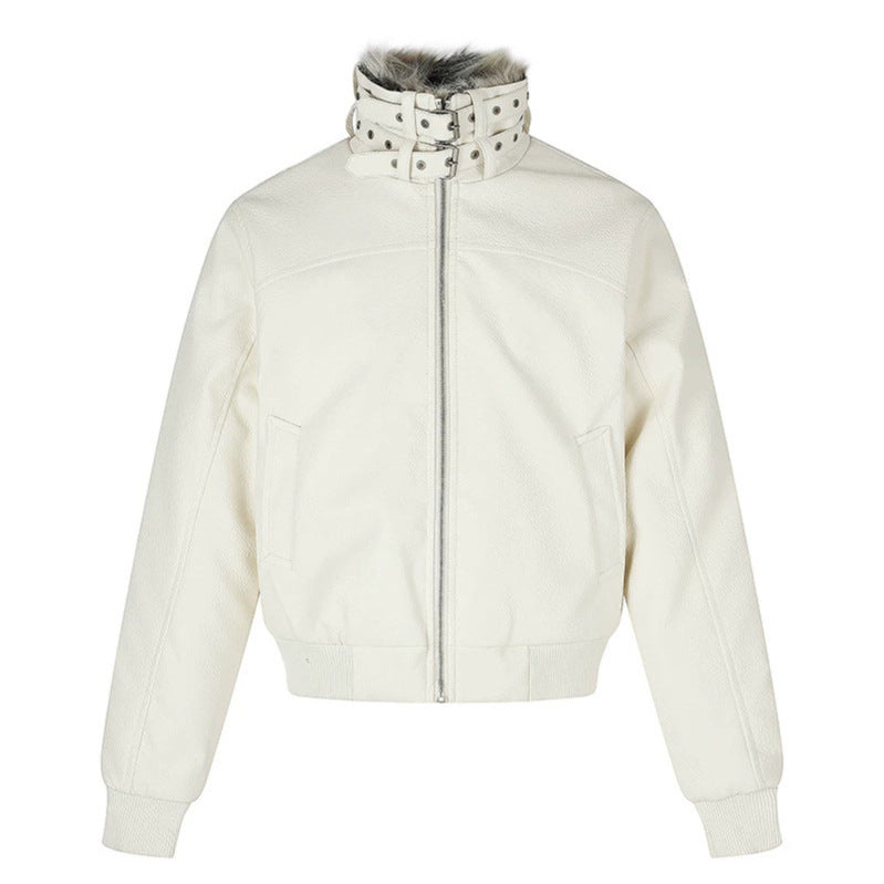 Damen taillierte Kurzjacke mit hohem Nackenriegel, Kunstfellbesatz und Rippbündchen Nord Taschen