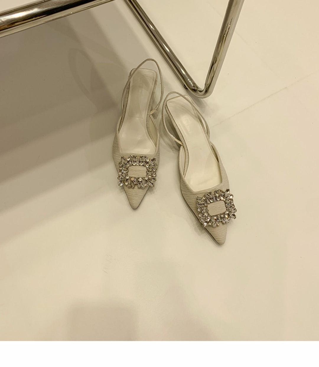 Damen Slingback-Pumps mit glänzenden Zierstein-Applikationen Nord Taschen
