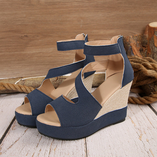 Damen Keil-Sandalen mit atmungsaktiven Riemen und rutschfester Sohle