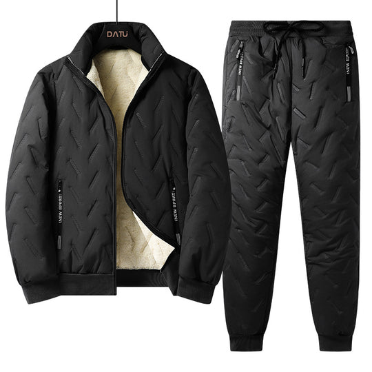 Herren Dreiteiliges gestepptes Winter-Set mit Teddyfutter — Stehkragenjacke, wattierte Weste & Thermohose Nord Taschen