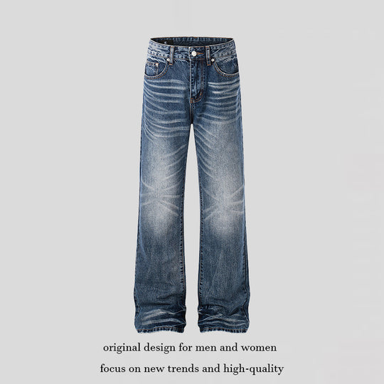 Damen High‑Waist-Jeans im Palazzo‑Schnitt mit Used‑Effekt und Fal­tenoptik Nord Taschen
