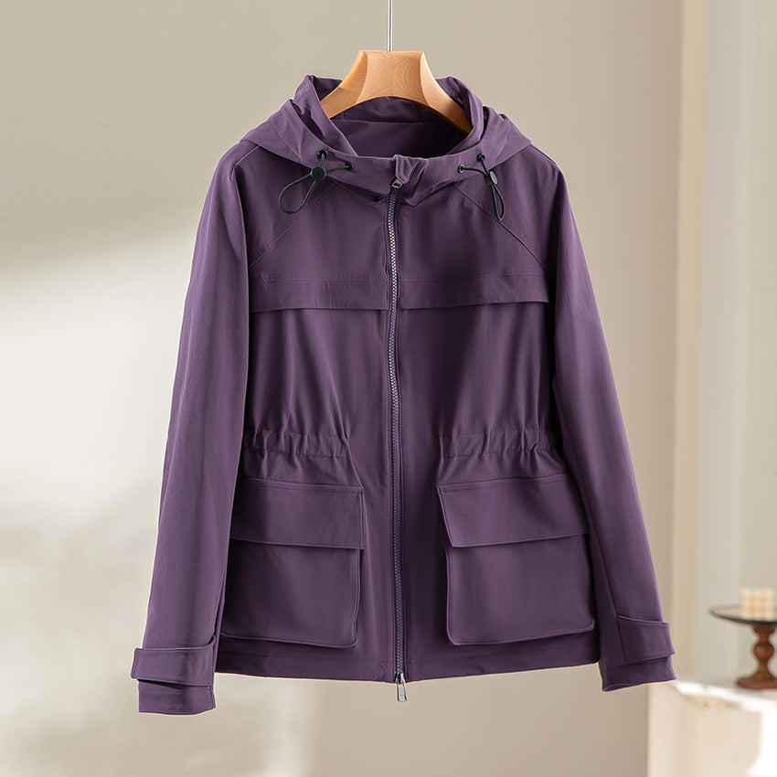 Damen Leichte Funktions-Utility-Jacke mit Kapuze, Kordelzug-Taille und aufgesetzten Klappentaschen Nord Taschen