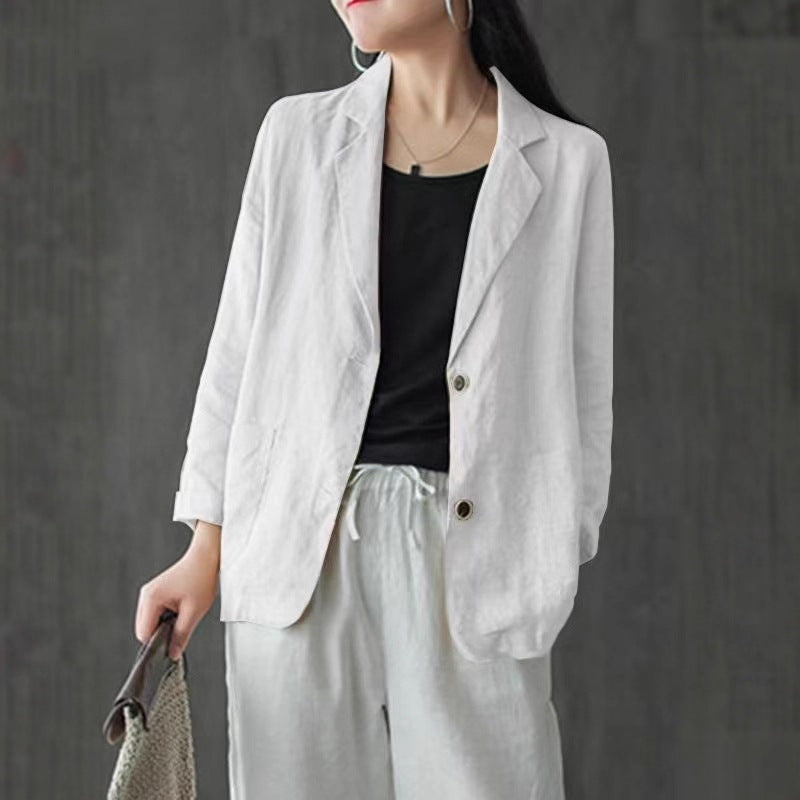 Damen Lässiger Leinenblazer Nord Taschen