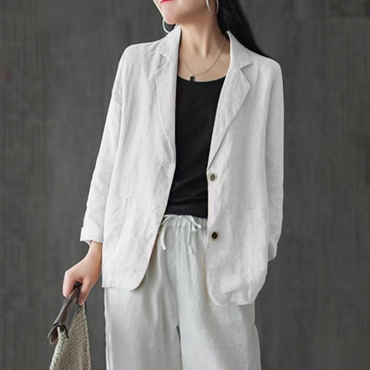 Damen Lässiger Leinenblazer Nord Taschen