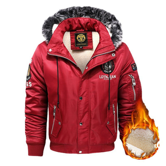 Herren  gefütterte Winterparka mit Teddyfutter, Kunstfellkapuze und multiplen Reißverschlusstaschen Nord Taschen