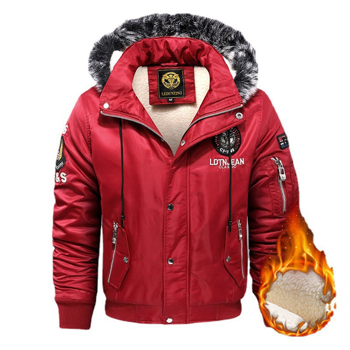 Herren  gefütterte Winterparka mit Teddyfutter, Kunstfellkapuze und multiplen Reißverschlusstaschen Nord Taschen