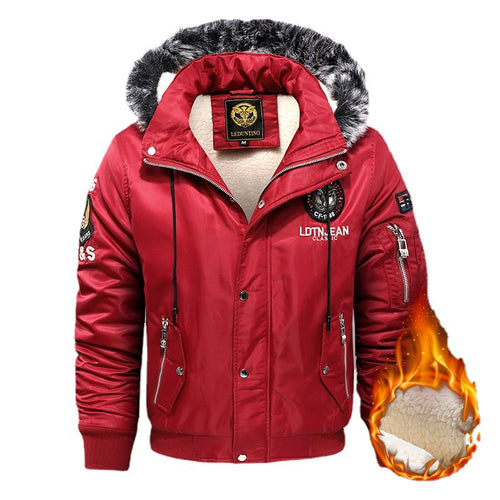 Herren  gefütterte Winterparka mit Teddyfutter, Kunstfellkapuze und multiplen Reißverschlusstaschen Nord Taschen