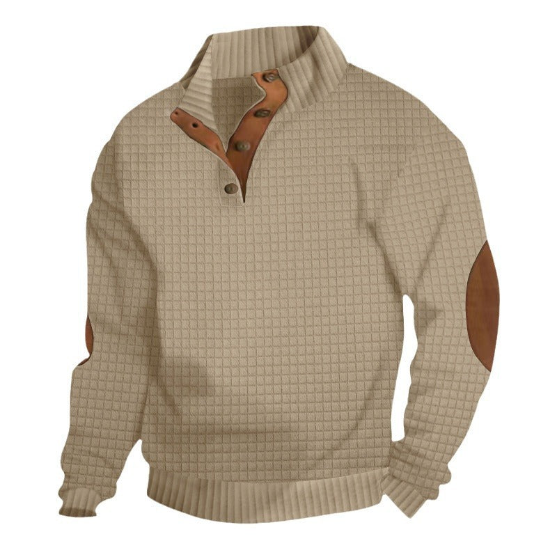 Herren Grobstrick-Troyer mit Zopfmuster, Stehkragen und Leder-Ellbogenpatches Nord Taschen