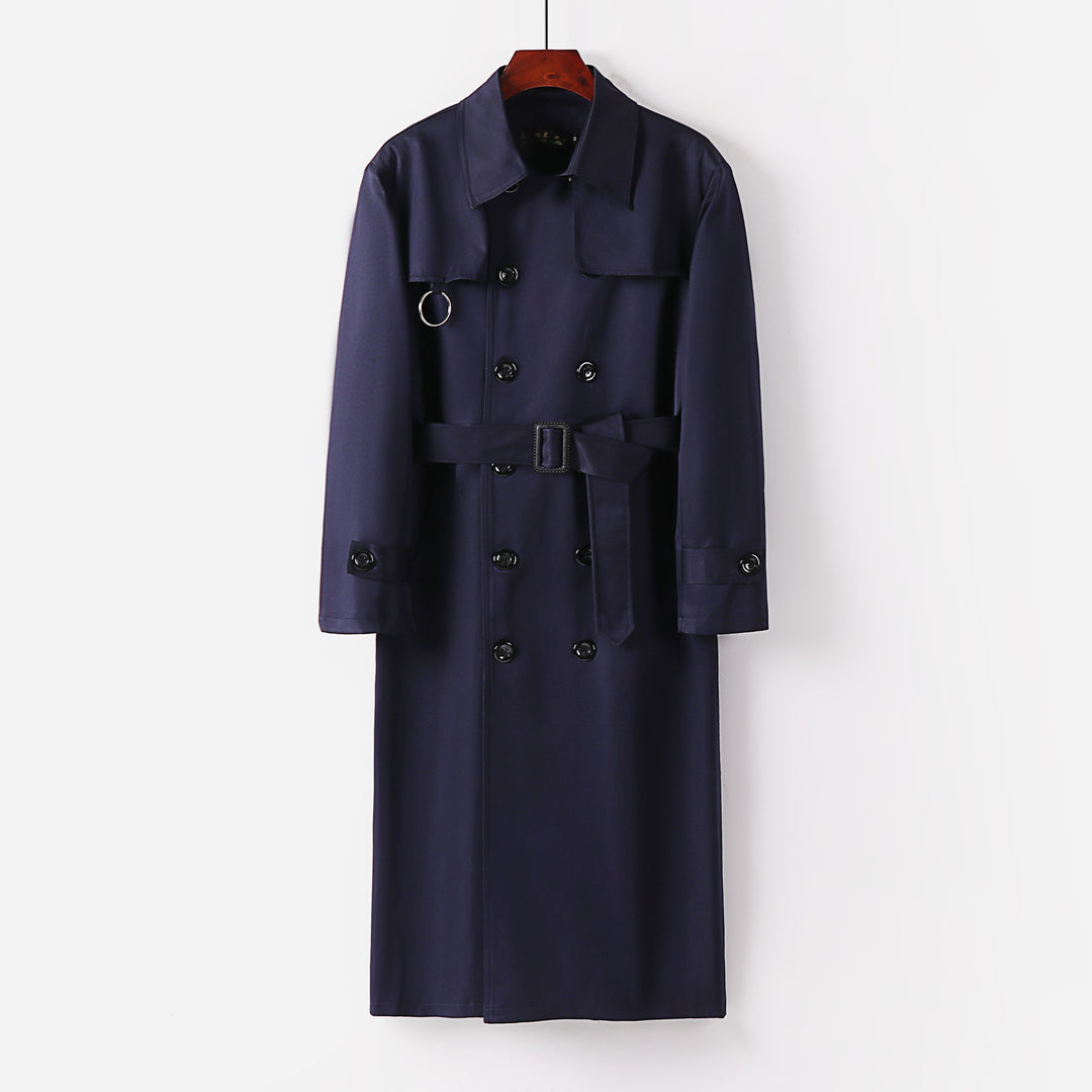 Herren Doppelreihiger Leichter Trenchcoat mit Taillengürtel Nord Taschen