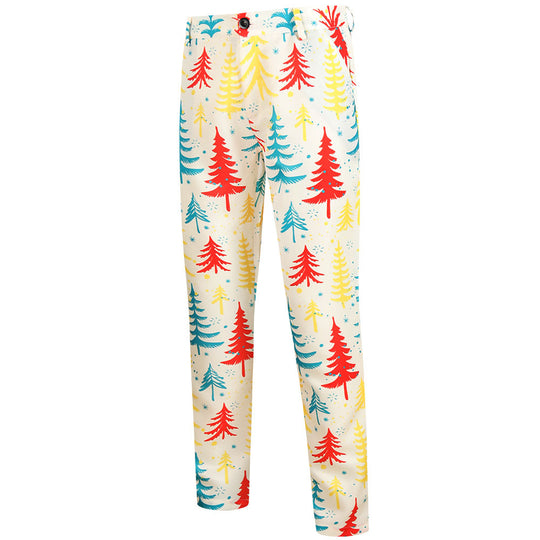 Herren Dreiteiliger Anzug mit festlichem Tannenbaum‑Print, tailliertes Sakko, Weste & Hose Nord Taschen
