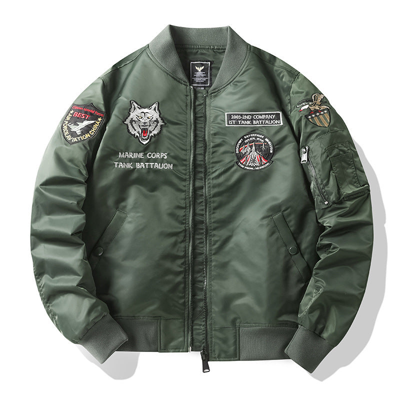 Herren Pilotenblouson im Fliegerstil mit gesticktem Panzer-Motiv und Ärmeltasche Nord Taschen