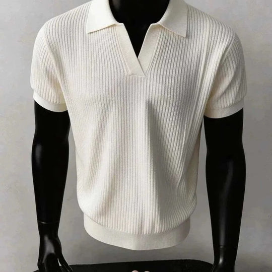 Herren Modisches Strickpoloshirt mit V-Ausschnitt Nord Taschen