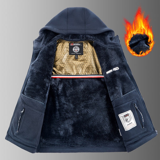 Herren Teddy-Fleece Kapuzenjacke mit wärmender Thermofütterung, Zwei-Wege-Reißverschluss & verdeckten Reißverschlusstaschen Nord Taschen