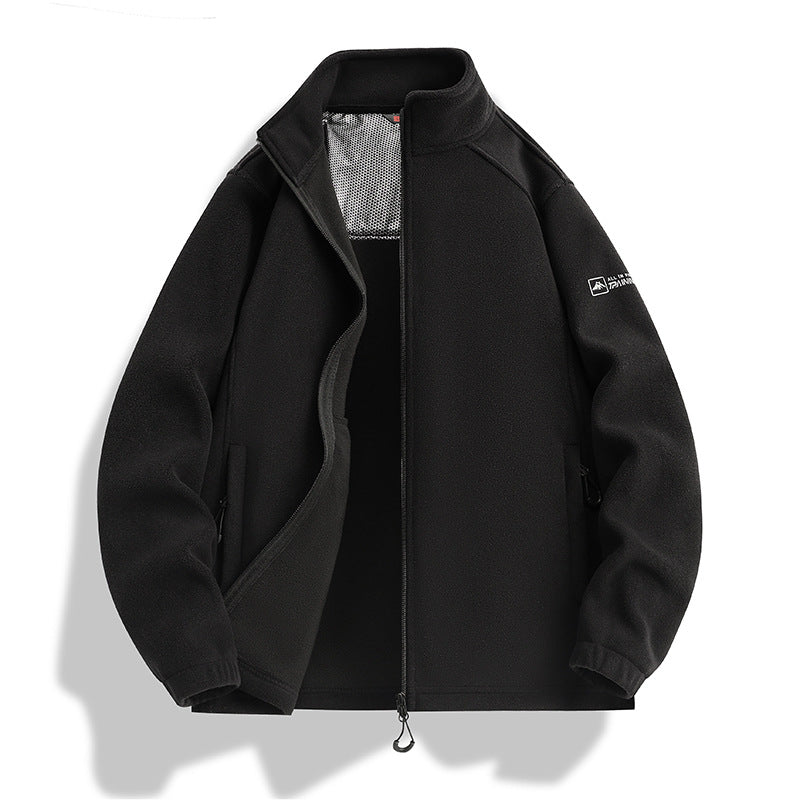 Herren Fleecejacke mit Stehkragen, Windabweisender Microfleece und Reißverschlusstaschen Nord Taschen