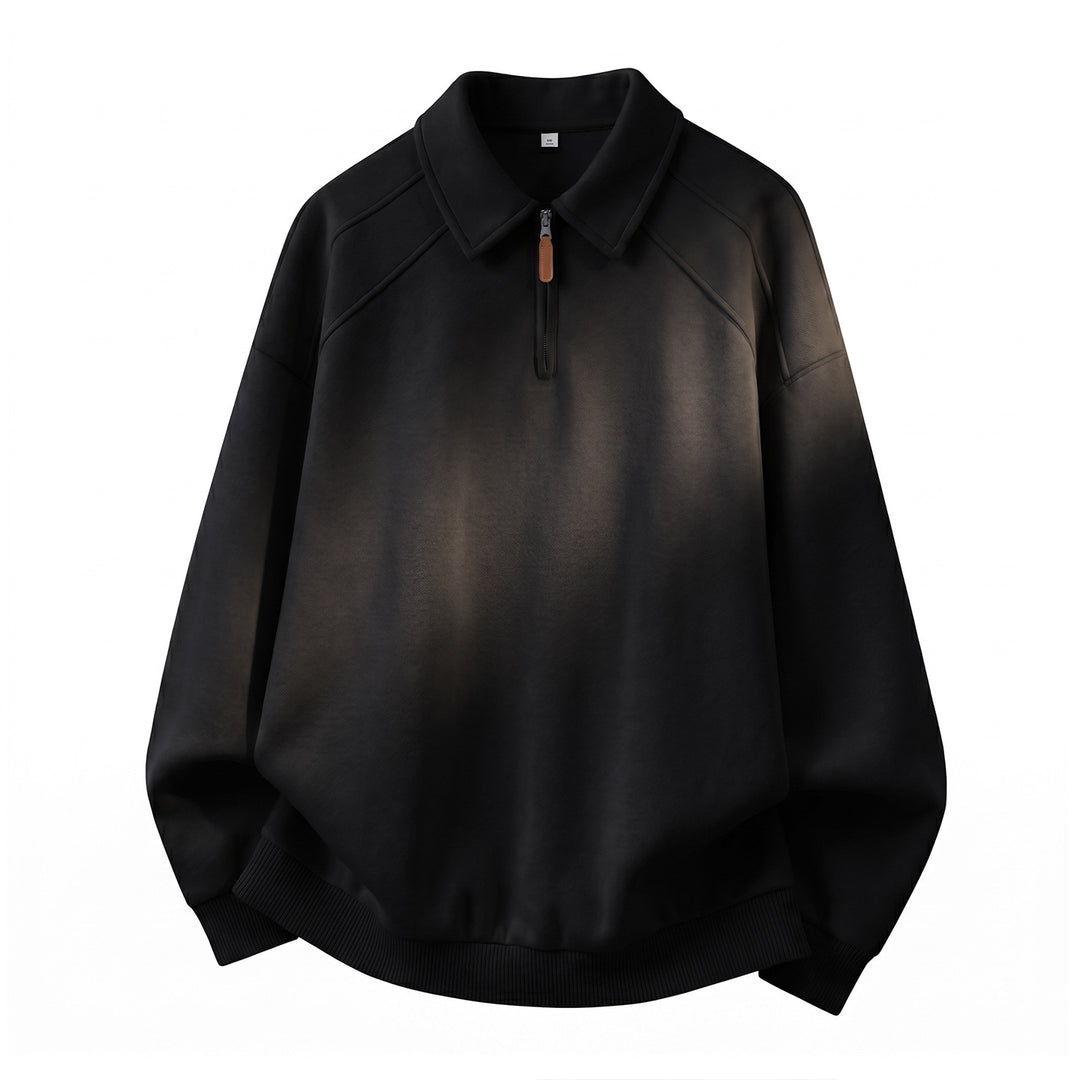 Unisex Relaxed-Sweatshirt im Polo-Look mit Polo‑Kragen, kurzem Reißverschluss und Raglanärmeln Nord Taschen