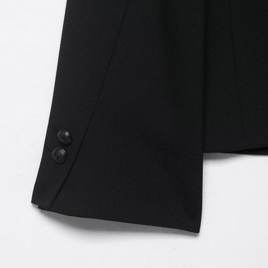 Damen Zweiteiliges Anzugs-Set mit Kurzblazer im Mandarinkragen und Highwaist-Weitbein-Hose Nord Taschen