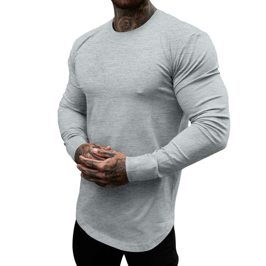 Herren Langarmshirt aus weichem, elastischem Baumwollmix mit Rundhalsausschnitt