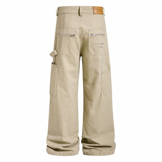 Damen Weite Cargo-Palazzo-Hose mit Utility-Taschen, hohem Bund und lässigem Culotte-Schnitt Nord Taschen