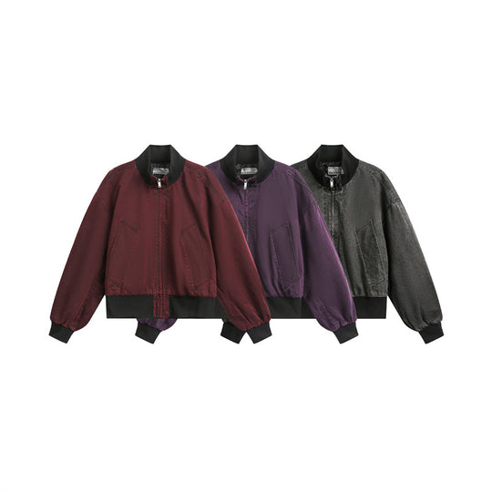 Unisex Kurz geschnittener Satin‑Bomber im Boxy‑Cut mit kontrastierendem Rippkragen und Ballonärmeln Nord Taschen