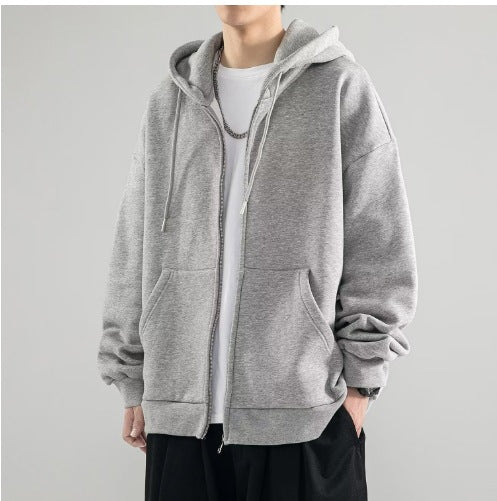 Herren Oversize-Kapuzenjacke mit durchgehendem Reißverschluss, doppellagiger Kapuze und Kängurutaschen Nord Taschen