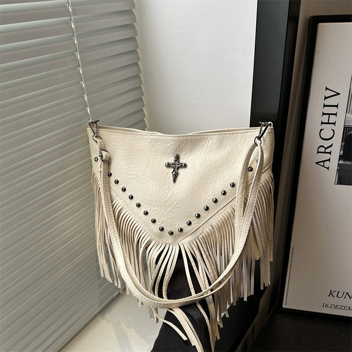 Damen Weste im modischen Boho-Stil mit Fransen und goldenen Details Nord Taschen