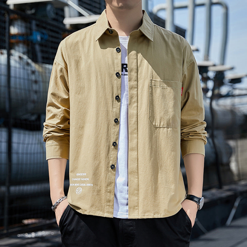 Herren Oversized-Hemdjacke im Casual-Worker-Stil mit Brusttasche und durchgehender Knopfleiste Nord Taschen