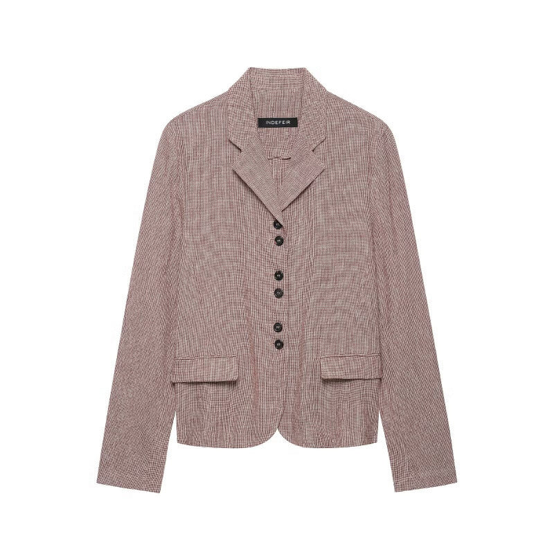 Damen taillierter Hemdblazer aus strukturierter Baumwollmischung mit Knopfleiste Nord Taschen