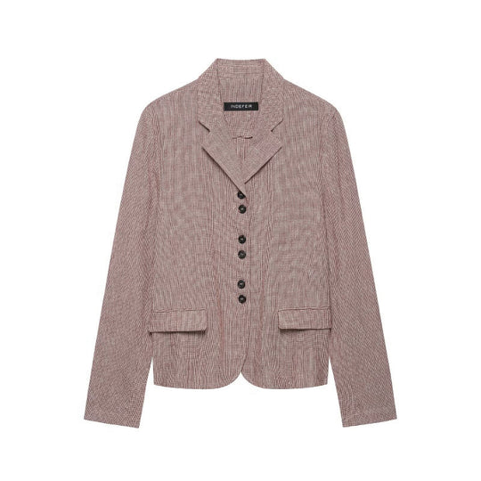 Damen taillierter Hemdblazer aus strukturierter Baumwollmischung mit Knopfleiste Nord Taschen