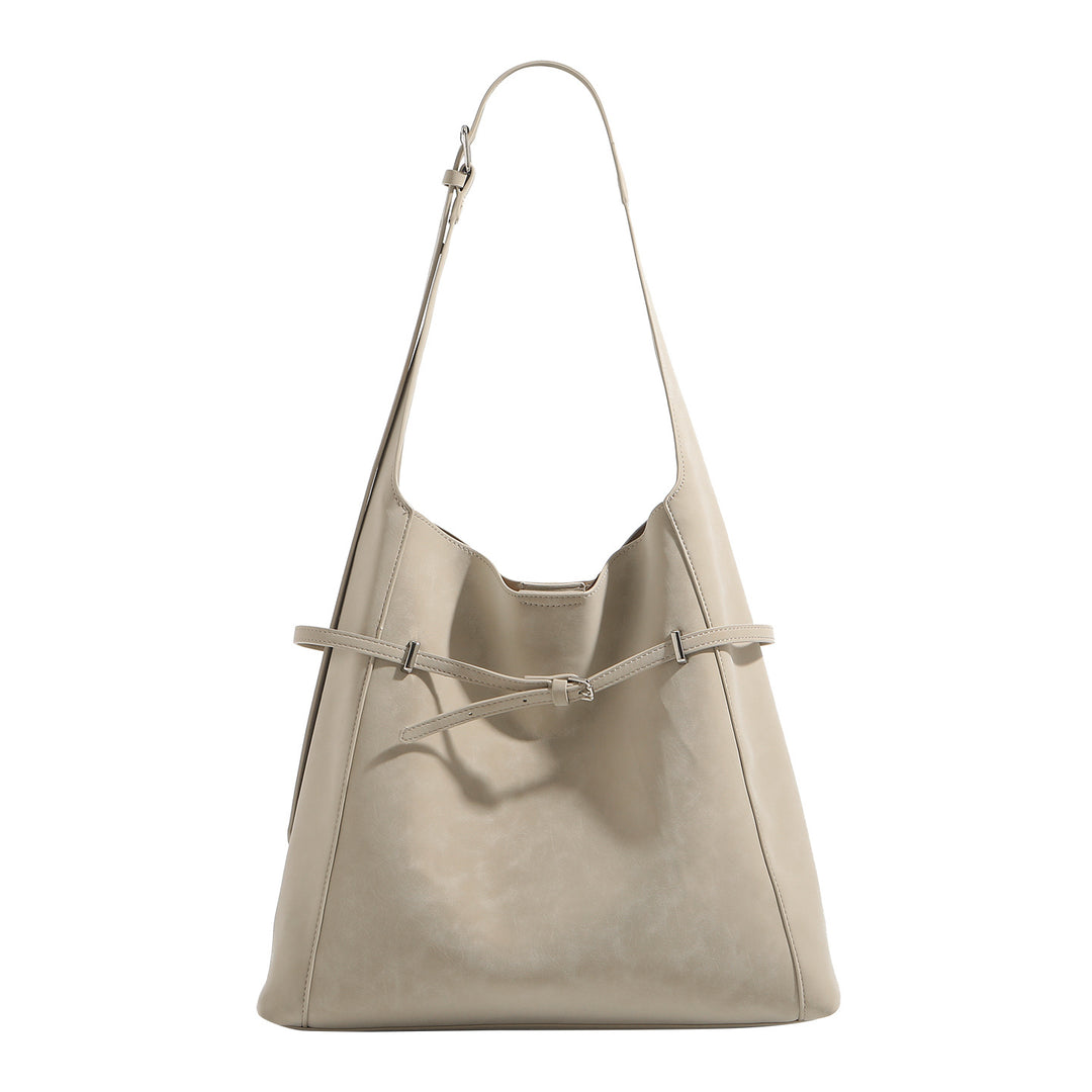 Damen Hobo-Tasche aus hochwertigem, geschmeidigem Kunstleder mit dekorativer Zugbandverzierung Nord Taschen
