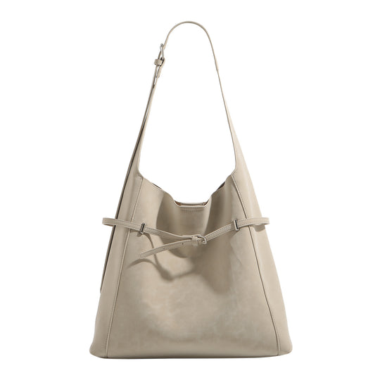 Damen Hobo-Tasche aus hochwertigem, geschmeidigem Kunstleder mit dekorativer Zugbandverzierung Nord Taschen