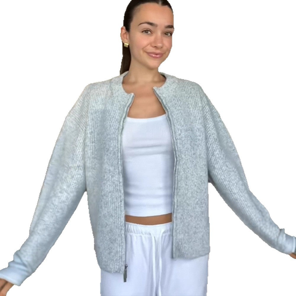 Damen Grobstrick‑Zipper‑Cardigan mit Oversize‑Schnitt Nord Taschen