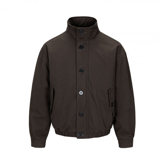 Herren Kurzblouson im Field-Look mit verstärktem Stehkragen, markanter Knopfleiste und Tunnelzugsaum Nord Taschen