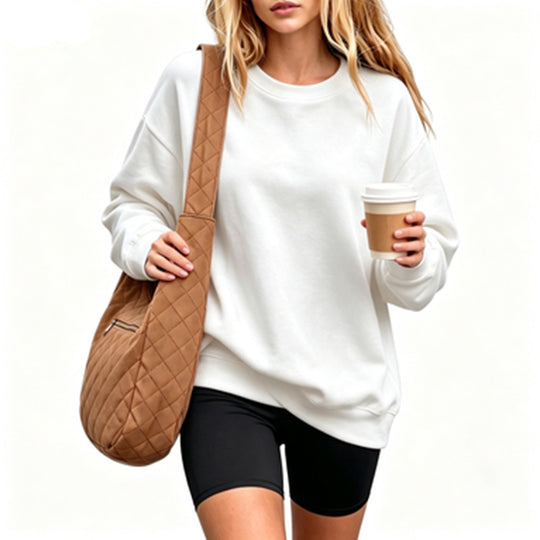 Damen Bequemer Oversized Sweatshirt Nord Taschen