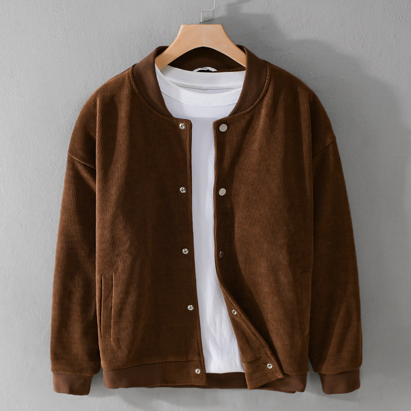Herren Cord-Collegejacke mit Druckknopfleiste und Rippbündchen Nord Taschen