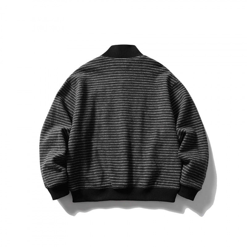 Unisex Kastenförmige Strickjacke im Blousonstil mit Stehkragen und Knopfleiste Nord Taschen