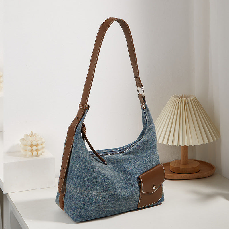 Damen Hobo-Tasche aus hochwertigem Denim mit weichem Kunstlederakzent Nord Taschen