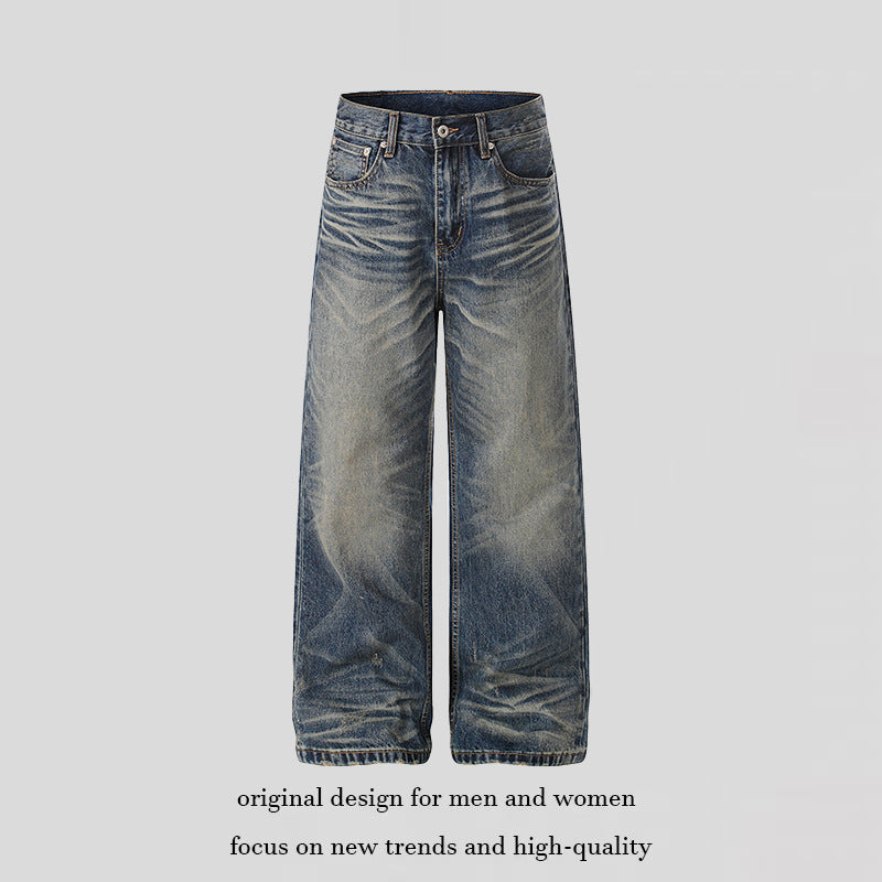 Damen Hochtaillierte weite Denim-Culotte mit Used‑Wash und ausgestellter Silhouette Nord Taschen
