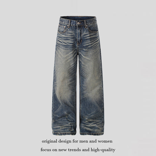 Damen Hochtaillierte weite Denim-Culotte mit Used‑Wash und ausgestellter Silhouette Nord Taschen