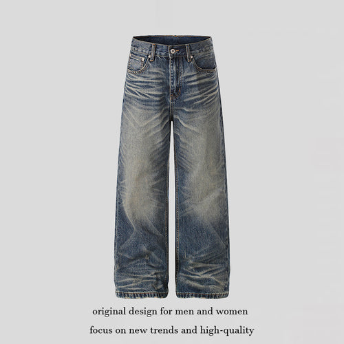 Damen Hochtaillierte weite Denim-Culotte mit Used‑Wash und ausgestellter Silhouette Nord Taschen