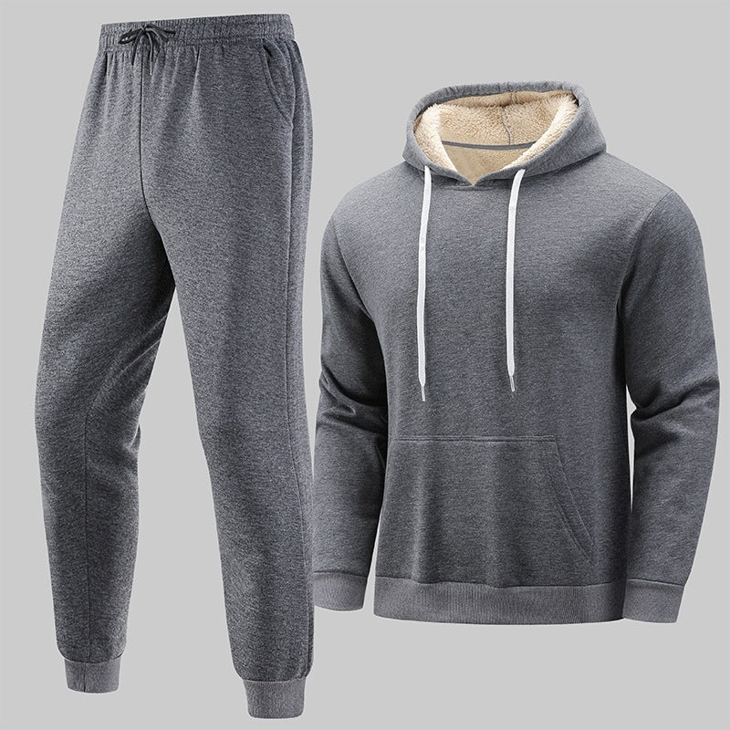 Herren Gefüttertes Freizeit-Set aus Kapuzenpullover mit Teddyfutter‑Kapuze & Thermo-Jogginghose Nord Taschen