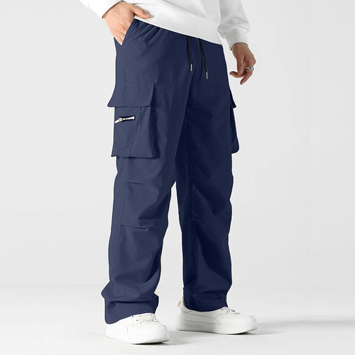 Herren weite Utility-Cargohose mit Tunnelzugbund, Knieabnähern und Multifachtaschen Nord Taschen