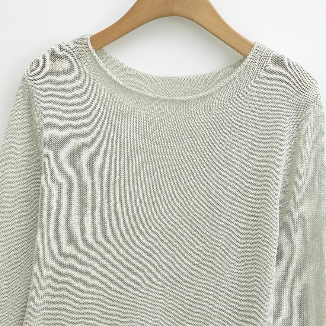 Damen Leichtes Feinstrick-Longsleeve mit ausgestellten Trompetenärmeln Nord Taschen