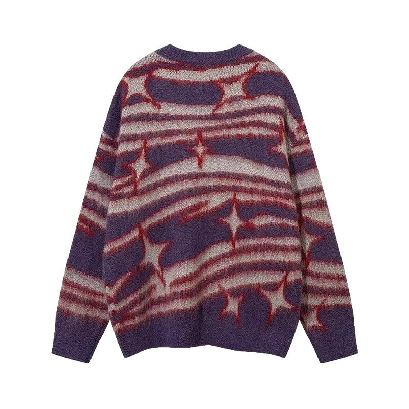 Damen Modischer Grobstrickpullover mit grafischem Muster Nord Taschen