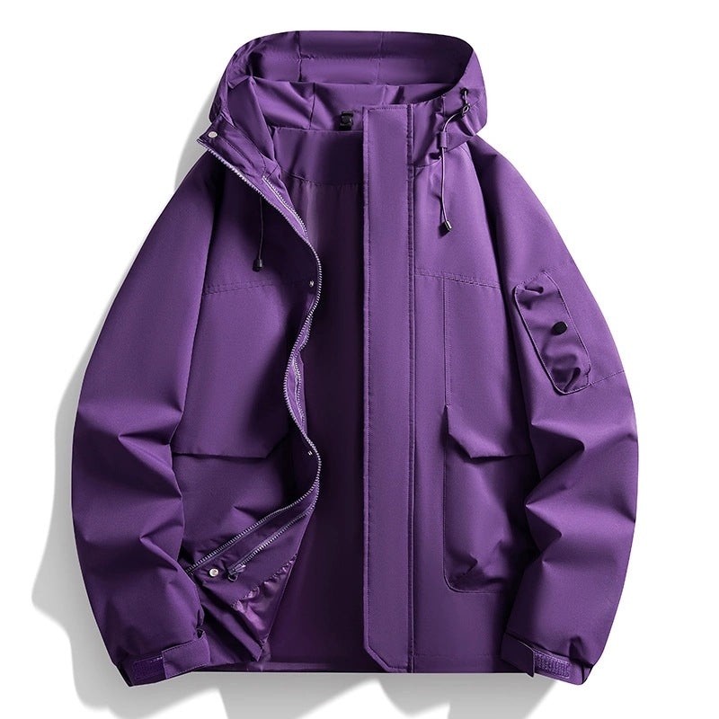 Herren Wasserdichte Kapuzenjacke im Utility-Stil mit verschweißten Nähten und verdecktem Reißverschluss Nord Taschen